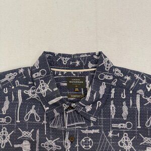 Quicksilver Mens Waterman Collection XXL Comfort Fit Shirt Floral Surf Anchors